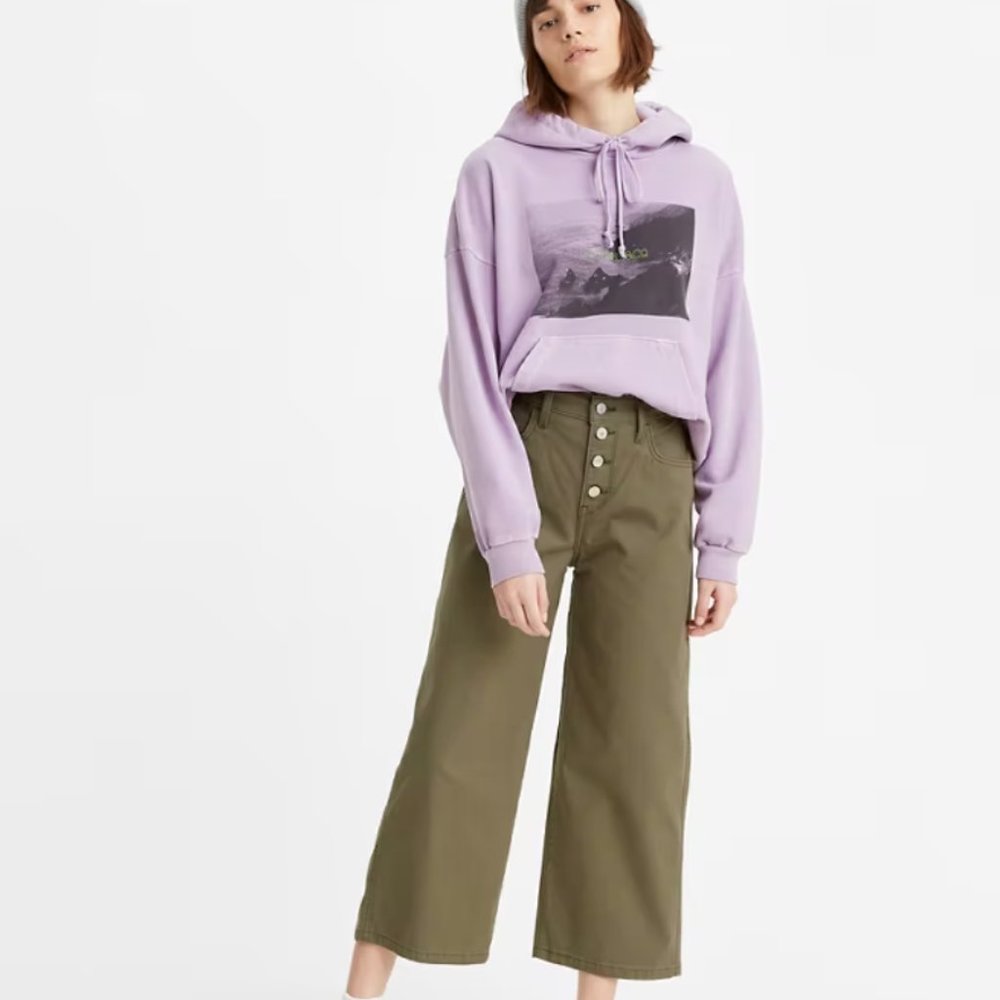 Levi's Mile High Wide Leg Canvas Pant - Olive Green - size 26 - ankle crop NWOT